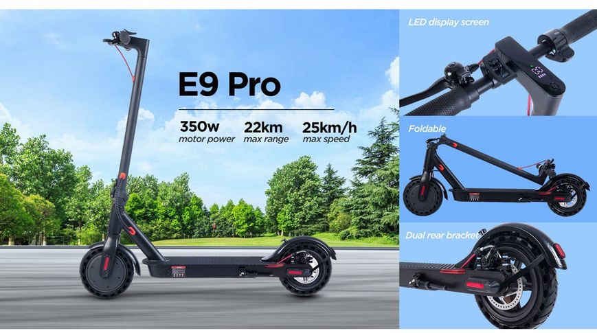 Электросамокат E9 Pro - 30 км, Черный